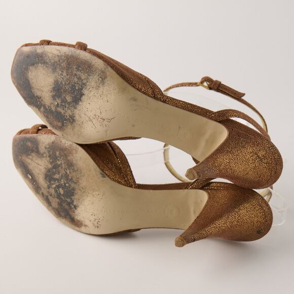 Stella McCartney Bronze Glitter Strappy Heels Sz 9.5 / 40 IT Evening Wedding Y2K - Picture 6 of 10